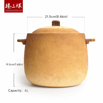 ZhenSanHuan Handmade Earthenware Clay Pot Casserole – 6L for big family