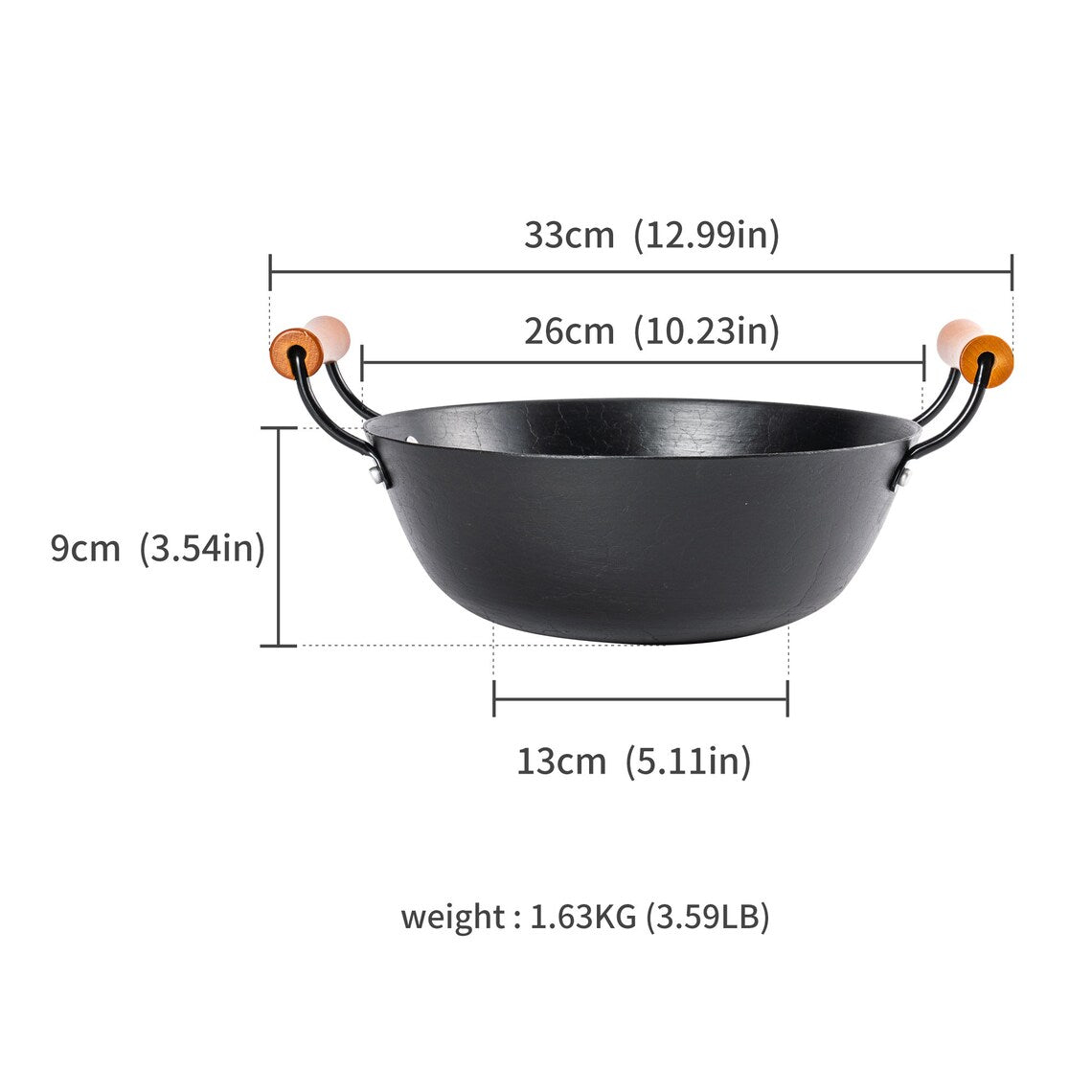 ZhangQiu ZhenSanHuan Handmade Flat Bottom Helmet Shape Cast Iron Wok/Pot