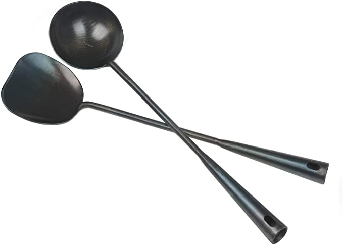 ZhenSanHuan Forged Iron spatula/turner & soup ladle/spoon long handle cooking utensils