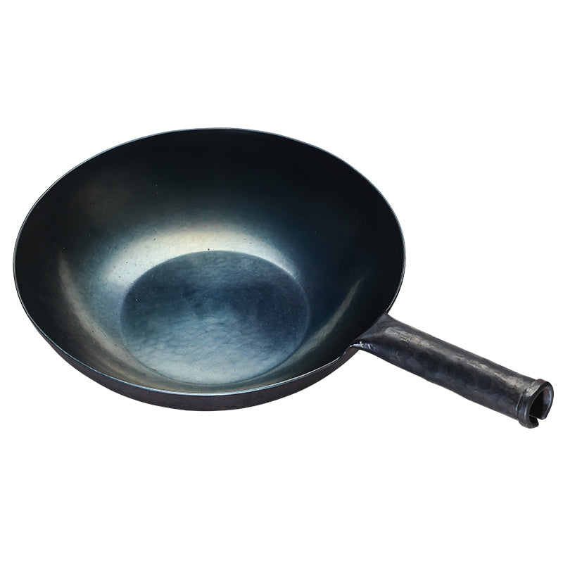ZhangQiu ZhenSanHuan Chinese Hand Hammered Flat Bottom Carbon Steel Wok
