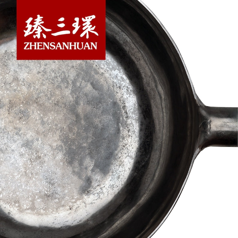 ZhangQiu ZhenSanHuan Chinese hand hammered carbon steel iron handle wok zongshi