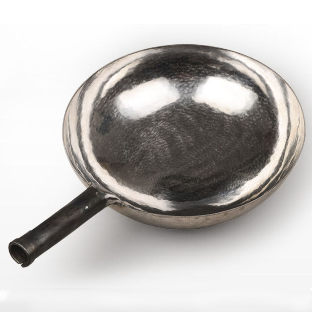 ZhangQiu ZhenSanHuan Chinese Hand Hammered Iron Handle Round Bottom Carbon Steel Wok