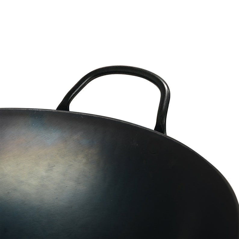 ZhangQiu ZhenSanHuan Chinese Hand Hammered Flat Bottom Carbon Steel Wok