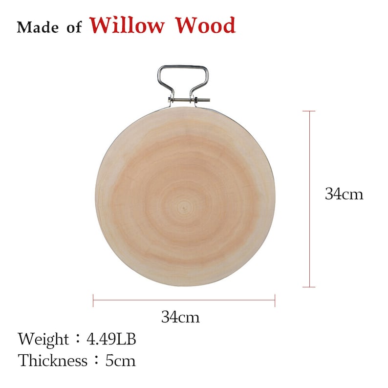 ZhenSanHuan Natural Wood Cutting Board, whole piece of Willow/Sapele wood, no glue, no painting, chopping block