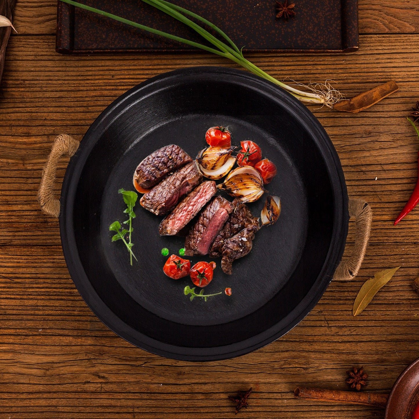 ZhenSanHuan Cast Iron Round Skillet/Frying Pan, Steak, pancake, dumplings