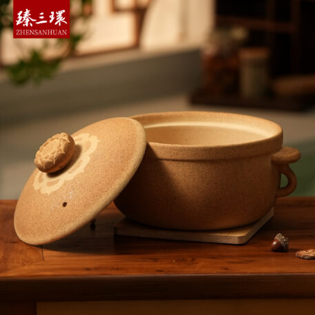 ZhenSanHuan Handmade Earthenware Clay Pot Casserole – 3L for 4-6 people
