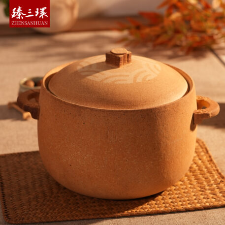 ZhenSanHuan Handmade Earthenware Clay Pot Casserole – 4L for 4-6 people