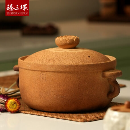 ZhenSanHuan Handmade Earthenware Clay Pot Casserole – 3L for 4-6 people