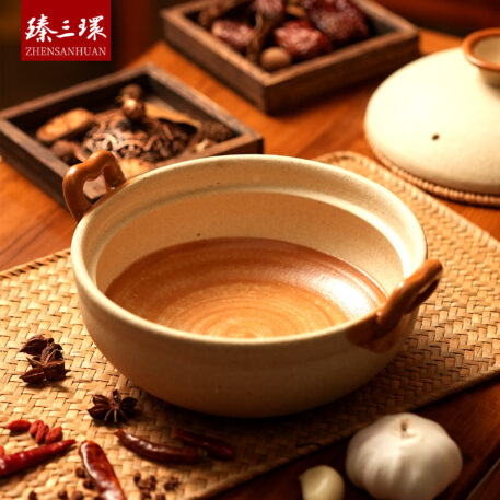 ZhenSanHuan Handmade Earthenware Clay Pot Casserole – 0.8L for individual or small servings
