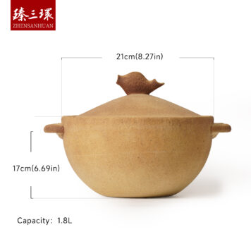 ZhenSanHuan Handmade Earthenware Clay Pot Casserole – 1.8L for 2–4 people