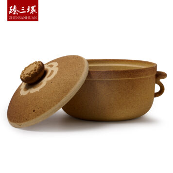 ZhenSanHuan Handmade Earthenware Clay Pot Casserole – 3L for 4-6 people