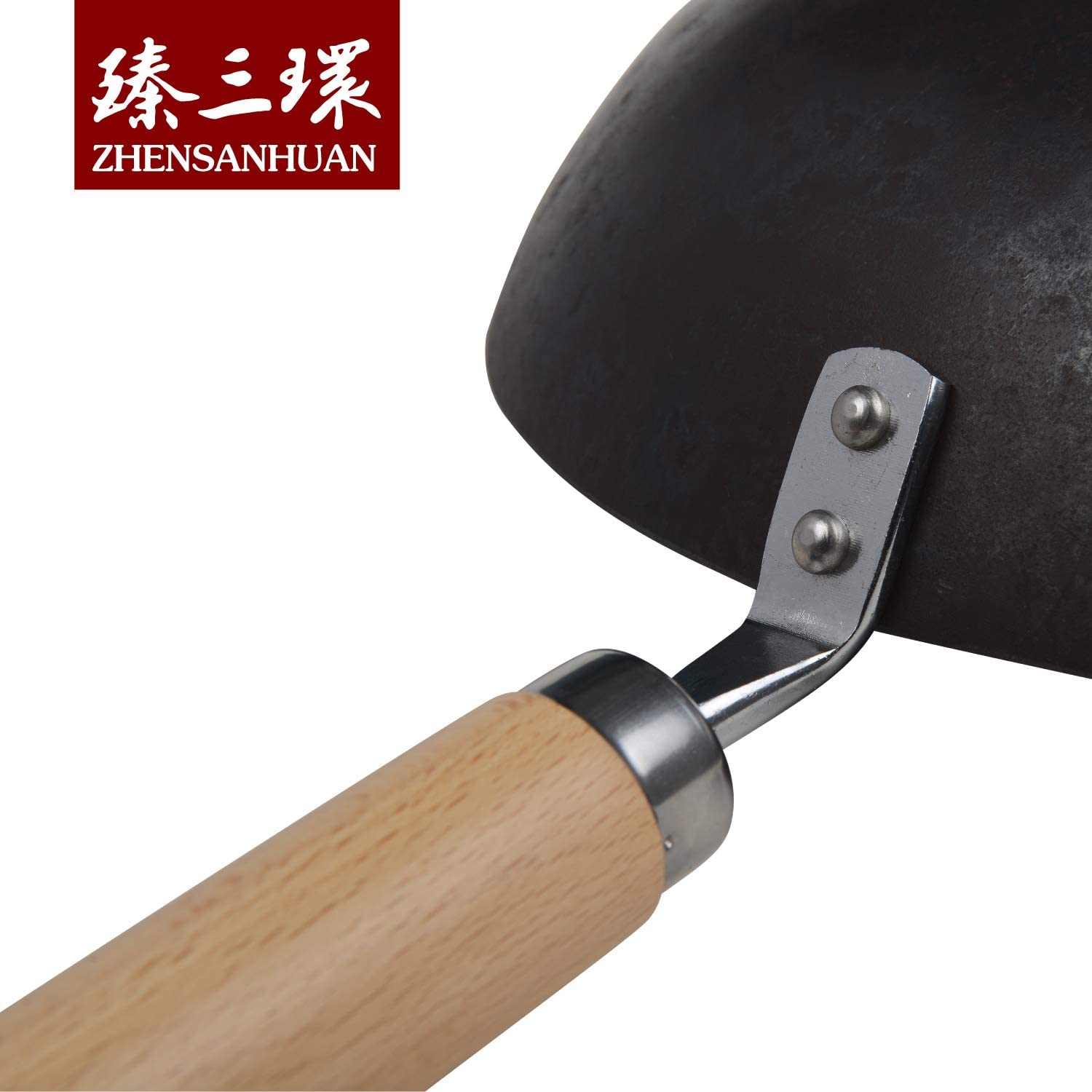 ZhangQiu ZhenSanHuan Chinese Hand Hammered Carbon Steel Stir Fry Wok/Pan 28 / IronHandle