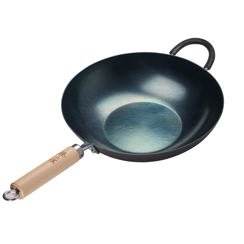 Zhensanhuan Hand Hammered Iron Wok Stir Fry Pans, Nonstick, No Coating,  Flat Bottom, Induction Suitable, 章丘铁锅for Small Family 