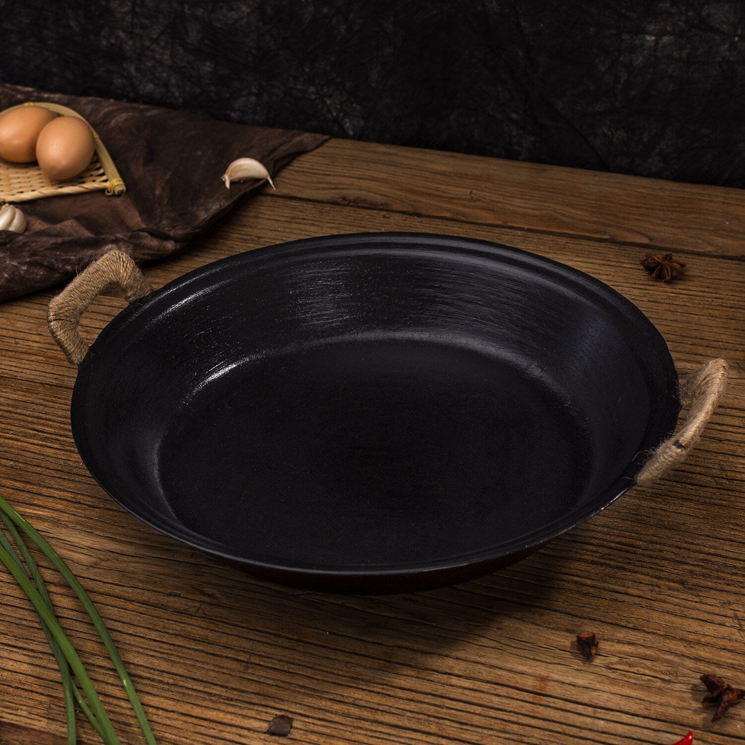 ZhenSanHuan Cast Iron Round Skillet/Frying Pan, Steak, pancake, dumplings