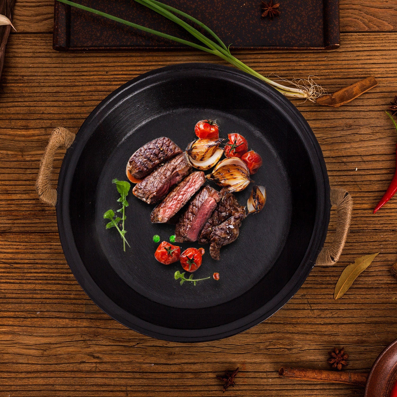 ZhenSanHuan Cast Iron Round Skillet/Frying Pan, Steak, pancake, dumplings