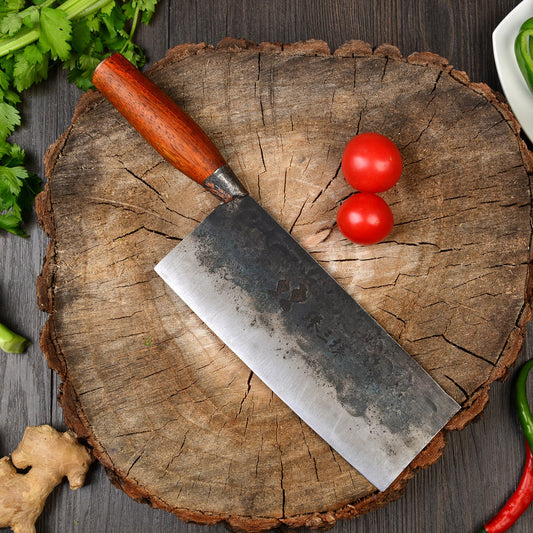 ZhenSanHuan Hand Hammered Forged Kitchen Knife Cleaver - For Deli, cheese and Flour-made Food