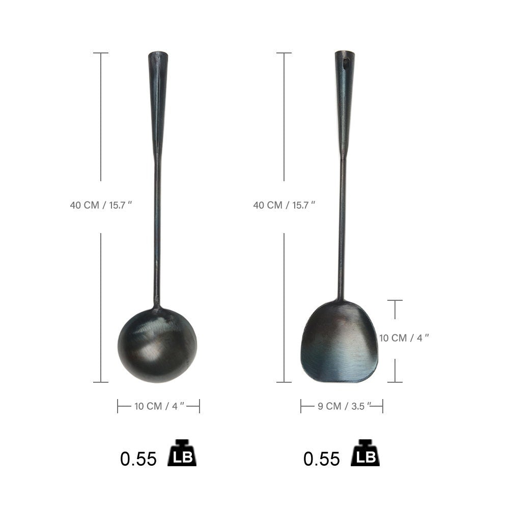 ZhangQiu ZhenSanHuan Forged Iron spatula/turner & soup ladle/spoon long handle cooking utensils